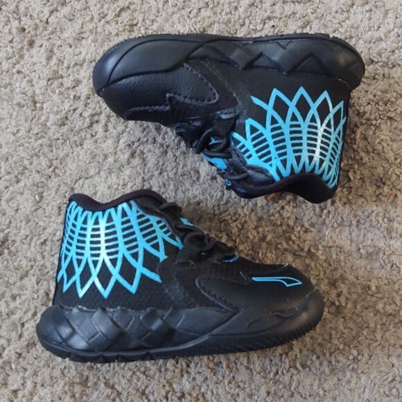 Puma Melo MB.01 JR Black/Teal Toddlers Sneakers Size 4c PRE-OWNED - Picture 1 of 7